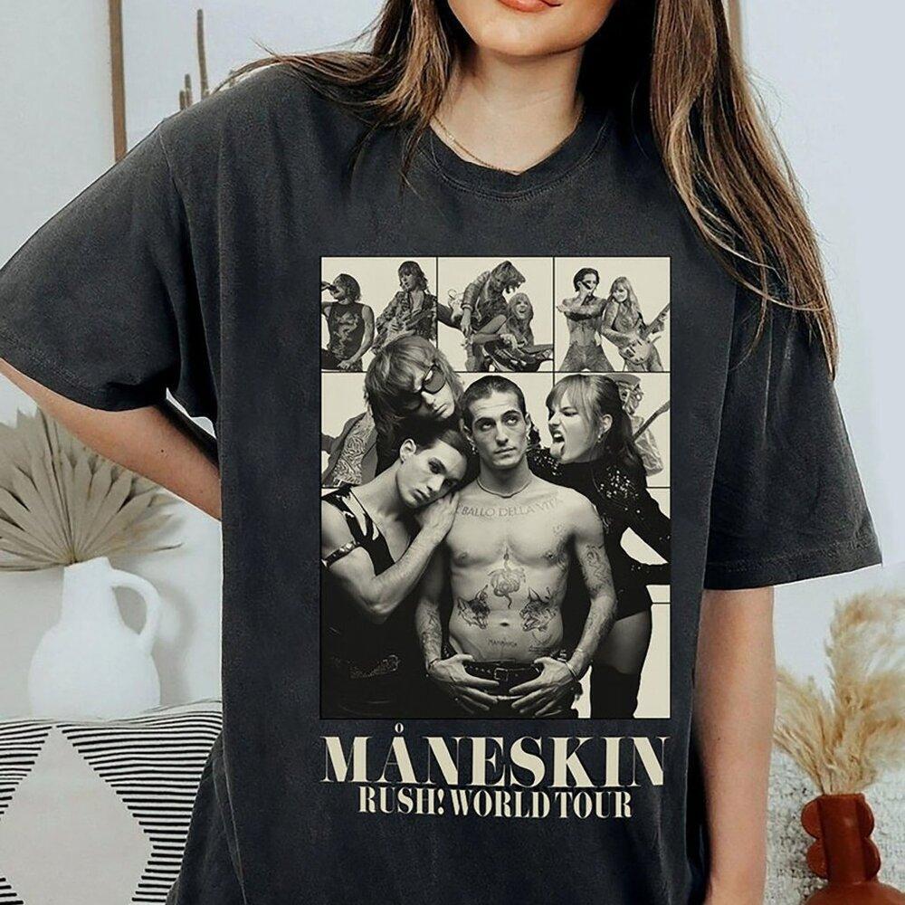 Maneskin  Tour Graphic Tee Rock Band Music Fan Gift Casual Concert Shirt